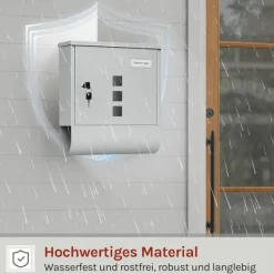 Best Rootz Mailbox - Letterbox - Postbox - Holder Mail Dry & Secure - Galvaniseret stål - 30,6 x 33,5 x 10 cm grå Postkasser & Brevindkast