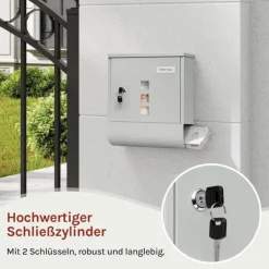 Best Rootz Mailbox - Letterbox - Postbox - Holder Mail Dry & Secure - Galvaniseret stål - 30,6 x 33,5 x 10 cm grå Postkasser & Brevindkast