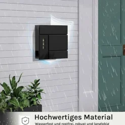 Postkasser & Brevindkast^Rootz Mailbox med avisrum - Letterbox - Wall Mount Post Box - Vandtæt - 37x37x10,5 cm sort
