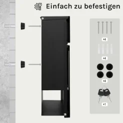 Postkasser & Brevindkast^Rootz Mailbox med avisrum - Letterbox - Wall Mount Post Box - Vandtæt - 37x37x10,5 cm sort