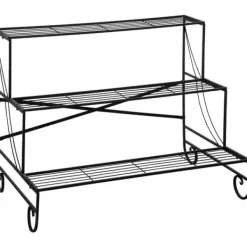 Clearance Rootz metal blomsterstativ - plantestativ - 3 etagers blomsterstativ - sort - 95 x 63 x 72 cm Plantestativer