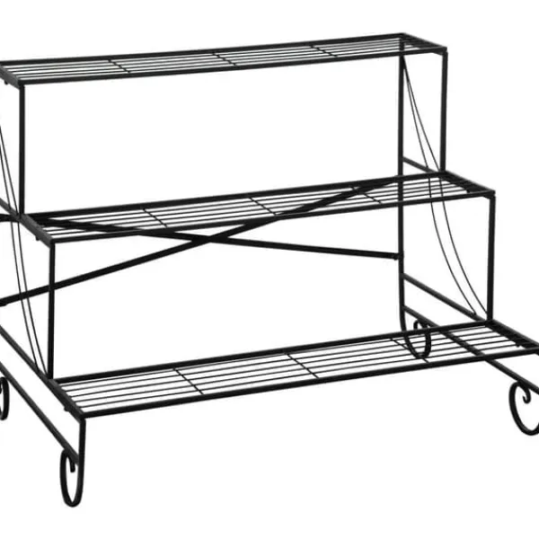 Clearance Rootz metal blomsterstativ - plantestativ - 3 etagers blomsterstativ - sort - 95 x 63 x 72 cm Plantestativer
