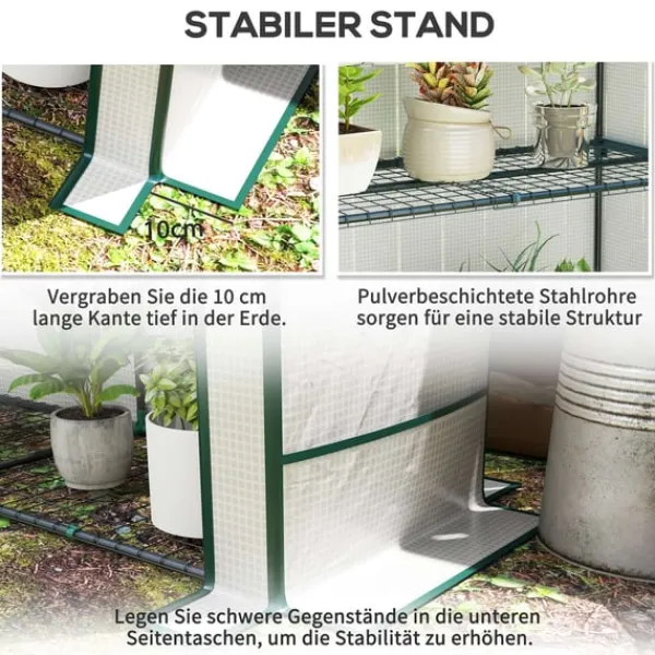 New Rootz Mini -Greenhouse - Plant Shelter - Bærbart drivhus - UV -resistent - 144 x 48 x 152 cm - Perfekt til små haver Drivhus