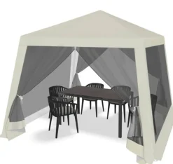 Online Rootz Outdoor Pavillion - Gazebo - Havely - UV-beskyttelse - Insektfrit mesh - Robust metalramme - 300 cm x 250 cm x 300 cm Telte & Lysthuse
