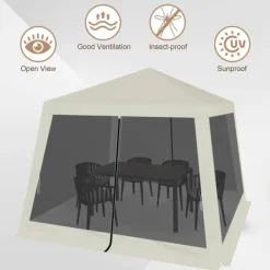 Online Rootz Outdoor Pavillion - Gazebo - Havely - UV-beskyttelse - Insektfrit mesh - Robust metalramme - 300 cm x 250 cm x 300 cm Telte & Lysthuse