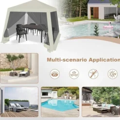 Online Rootz Outdoor Pavillion - Gazebo - Havely - UV-beskyttelse - Insektfrit mesh - Robust metalramme - 300 cm x 250 cm x 300 cm Telte & Lysthuse