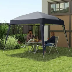 Telte & Lysthuse^Rootz Pavilion Udskiftningstak - Haveteltafdækning - Tarpaulin baldakin - UPF50+ beskyttelse - 3x3m base, 2,4x2,4 m top - Grå Oxford stof