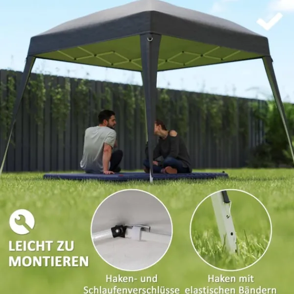 Telte & Lysthuse^Rootz Pavilion Udskiftningstak - Haveteltafdækning - Tarpaulin baldakin - UPF50+ beskyttelse - 3x3m base, 2,4x2,4 m top - Grå Oxford stof