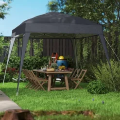 Telte & Lysthuse^Rootz Pavilion Udskiftningstak - Haveteltafdækning - Tarpaulin baldakin - UPF50+ beskyttelse - 3x3m base, 2,4x2,4 m top - Grå Oxford stof