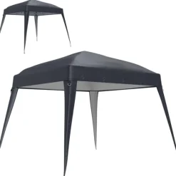 Telte & Lysthuse^Rootz Pavilion Udskiftningstak - Haveteltafdækning - Tarpaulin baldakin - UPF50+ beskyttelse - 3x3m base, 2,4x2,4 m top - Grå Oxford stof