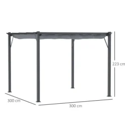 Rootz Pergola - Pergola Med Skydetag - Aluminium - Polyester - Have - Terrasse - Balkon - Koksgrå - Mørkegrå - 300 x 300 x 223 cm Buer, Spalier, Lysthuse Uden Tag