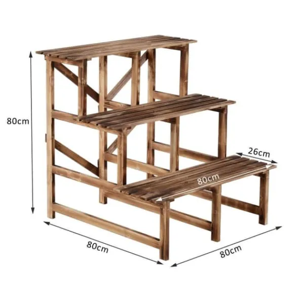 Plantestativer^Rootz Plantetrappe - Bruin - Fyrtræ - 31,49 cm x 31,49 cm x 31,49 cm