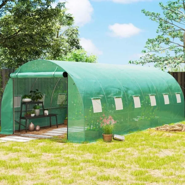 Hot Rootz Poly Tunnel Greenhouse - Walk -in Telt - Growing House - Udvid dyrkningssæson - 600 cm x 300 cm x 197 cm Drivhus