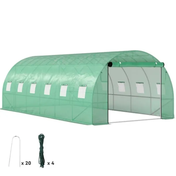 Hot Rootz Poly Tunnel Greenhouse - Walk -in Telt - Growing House - Udvid dyrkningssæson - 600 cm x 300 cm x 197 cm Drivhus