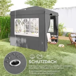 Hot Rootz Pop Up Gazebo - Garden Tent - Outdoor Pavilion - UPF50+ UV -beskyttelse - mørkegrå - 250L x 250W x 268H cm Telte & Lysthuse
