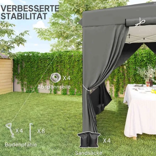 Hot Rootz Pop Up Gazebo - Garden Tent - Outdoor Pavilion - UPF50+ UV -beskyttelse - mørkegrå - 250L x 250W x 268H cm Telte & Lysthuse