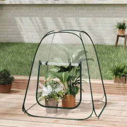 Drivhus^Rootz Pop -Up Greenhouse - Vinterbeskyttelsestelt - Mini Transparent Dubernation - Easy Setup - Understøtter plantevækst - 70x70x80 cm