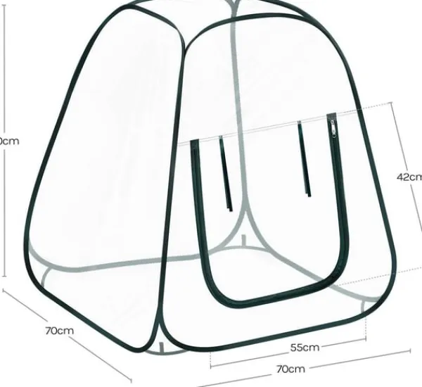 Drivhus^Rootz Pop -Up Greenhouse - Vinterbeskyttelsestelt - Mini Transparent Dubernation - Easy Setup - Understøtter plantevækst - 70x70x80 cm