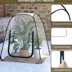 Drivhus^Rootz Pop -Up Greenhouse - Vinterbeskyttelsestelt - Mini Transparent Dubernation - Easy Setup - Understøtter plantevækst - 70x70x80 cm