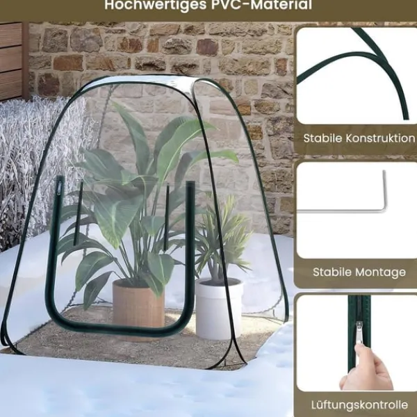 Drivhus^Rootz Pop -Up Greenhouse - Vinterbeskyttelsestelt - Mini Transparent Dubernation - Easy Setup - Understøtter plantevækst - 70x70x80 cm