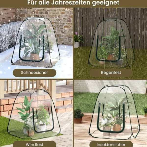 Drivhus^Rootz Pop -Up Greenhouse - Vinterbeskyttelsestelt - Mini Transparent Dubernation - Easy Setup - Understøtter plantevækst - 70x70x80 cm