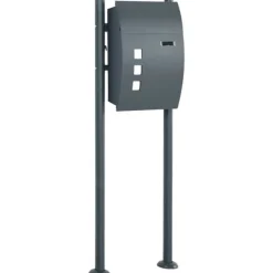 Postkasser & Brevindkast^Rootz Postkasse - Postkasse - Lås - Stående postkasse - Postkasser - 2 nøgler - Stål - Grå - 44 cm x 15 cm x 114 cm