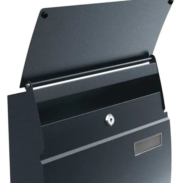 Postkasser & Brevindkast^Rootz Postkasse - Vægbrevkasse - Låsbar - Navneskiltholder - Nøgler - Antracit - 32 x 10 x 45 cm