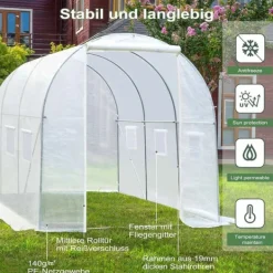 Outlet Rootz Premium Large Walk-In drivhus - Havedrivhus - Planteskjul - Vejrbestandigt PE Mesh - Rummeligt 6m² interiør - Robust 19 mm stålramme - 300 cm x | CDON Drivhus