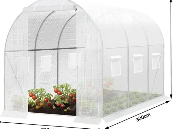 Outlet Rootz Premium Large Walk-In drivhus - Havedrivhus - Planteskjul - Vejrbestandigt PE Mesh - Rummeligt 6m² interiør - Robust 19 mm stålramme - 300 cm x | CDON Drivhus