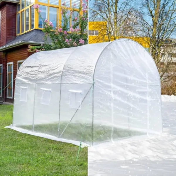 Outlet Rootz Premium Large Walk-In drivhus - Havedrivhus - Planteskjul - Vejrbestandigt PE Mesh - Rummeligt 6m² interiør - Robust 19 mm stålramme - 300 cm x | CDON Drivhus