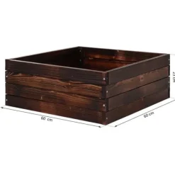 Sale Rootz Raised Bed - Plant Box - Vegetable Bed - Herb Bed - Solid Wood - Dark Brown - 60 x 60 x 23 cm Plantningsbænke