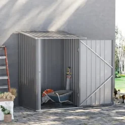 Skure, Garager & Carports^Rootz Redskabsskur - Haveredskabsskur - Kompakt skur - Metalredskabsskur - Grå - 100 x 103 x 160 cm
