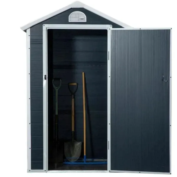 Best Rootz Redskabsskur - Haveskur - Redskabsskur - Ventilationsvindue - Penttag - Metal - Grå - 134 x 104 x 204 cm Skure, Garager & Carports