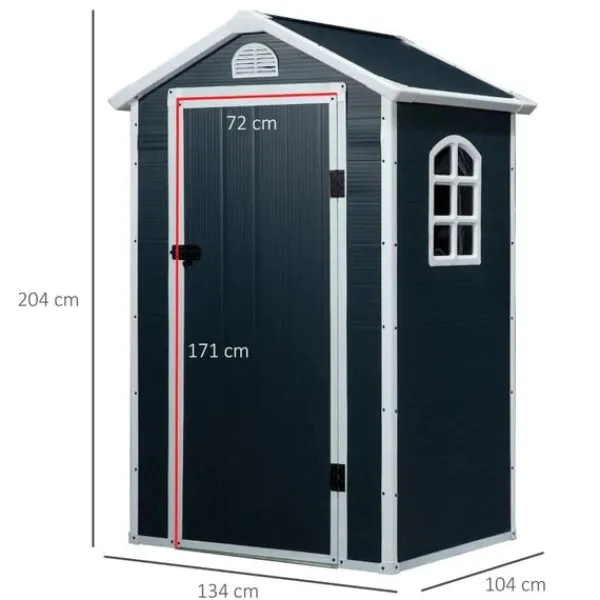 Best Rootz Redskabsskur - Haveskur - Redskabsskur - Ventilationsvindue - Penttag - Metal - Grå - 134 x 104 x 204 cm Skure, Garager & Carports