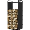 Clearance Rootz sort brændestativ - Brændeholder - Træopbevaring - Pulverlakeret stålramme - Pejsebeholder - 36cm x 30cm x 90cm Tilbehør Til Brændeovne & Pejse