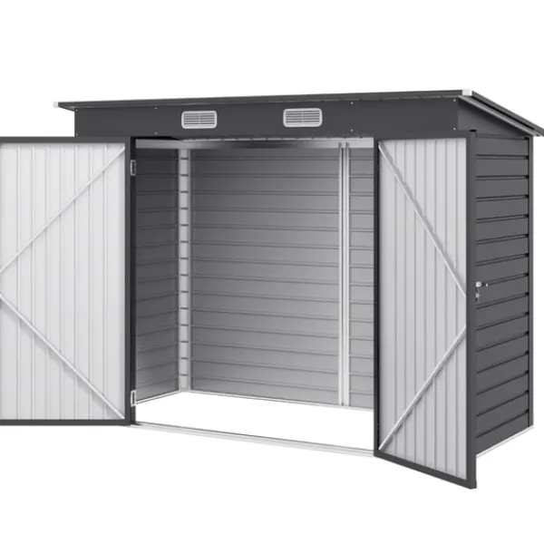 Skure, Garager & Carports^Rootz stålhaveskur - Værktøjsopbevaring - Udendørsskab - Galvaniseret stål - Sikker og organiser - Vejrbestandig - Nem montering - 249 cm x 121 cm x 1 | CDON