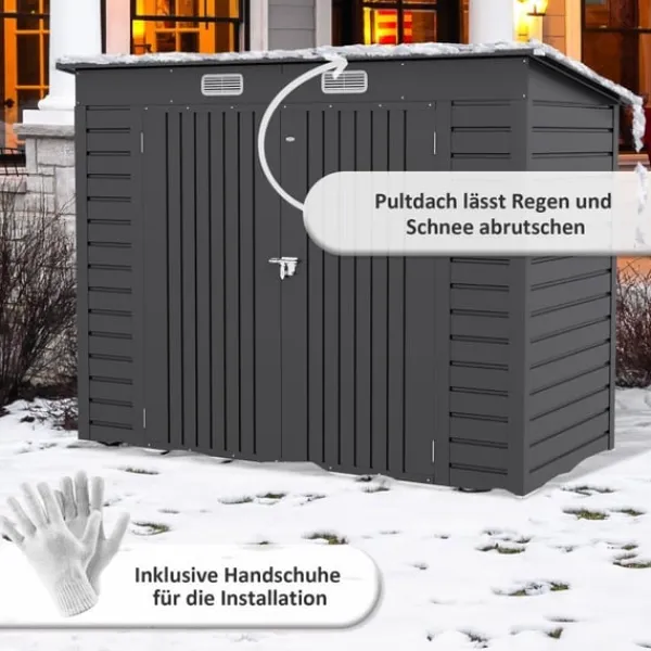 Skure, Garager & Carports^Rootz stålhaveskur - Værktøjsopbevaring - Udendørsskab - Galvaniseret stål - Sikker og organiser - Vejrbestandig - Nem montering - 249 cm x 121 cm x 1 | CDON