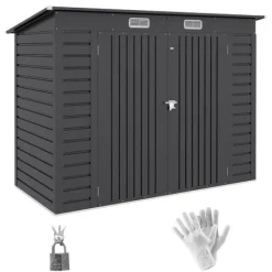 Skure, Garager & Carports^Rootz stålhaveskur - Værktøjsopbevaring - Udendørsskab - Galvaniseret stål - Sikker og organiser - Vejrbestandig - Nem montering - 249 cm x 121 cm x 1 | CDON