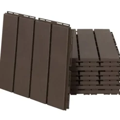 Best Rootz terrassefliser - Gulvfliser - Sæt med 9 gulvfliser - Klikmekanisme - Trækorn - PP Plast - Brun - 30 x 30 x 2 cm Havedekorationer