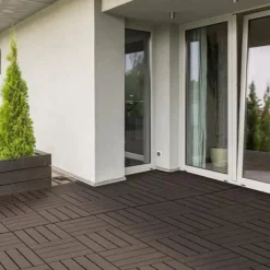 Best Rootz terrassefliser - Gulvfliser - Sæt med 9 gulvfliser - Klikmekanisme - Trækorn - PP Plast - Brun - 30 x 30 x 2 cm Havedekorationer
