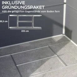 Skure, Garager & Carports^Rootz Tool Shed - Garden Shed - Ventileret opbevaring - Fugtbestandig - 240 cm x 190 cm x 180/228 cm - Grå