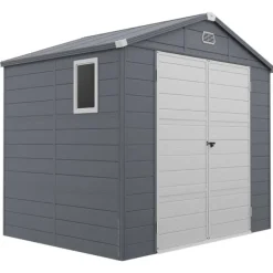 Skure, Garager & Carports^Rootz Tool Shed - Garden Shed - Ventileret opbevaring - Fugtbestandig - 240 cm x 190 cm x 180/228 cm - Grå
