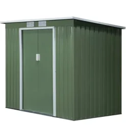 Discount Rootz Tool Shed - Garden Shed - Opbevaringsskur - Holdbar og ventileret - 213 x 130 x 159 cm - Grøn Skure, Garager & Carports