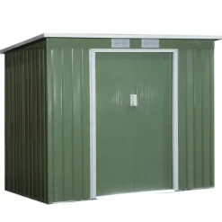 Discount Rootz Tool Shed - Garden Shed - Opbevaringsskur - Holdbar og ventileret - 213 x 130 x 159 cm - Grøn Skure, Garager & Carports