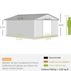 Skure, Garager & Carports^Rootz Tool Shed - Weatherboof Garden Shed - Udendørs opbevaring - Ventileret stålskur - 340 cm x 386 cm x 200 cm