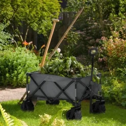 Rootz Transportvogn - Havevogn - Strandvogn - Teleskophåndtag - Justerbart håndtag - Metal - Oxford - Mørkegrå - 108 x 53 x 59-89 cm Haveværktøj
