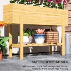 Online Rootz Træblomsterboks - hævet planter - Haveseng - Fleece -foring - Sund jord - 100 x 30 x 70,5 cm Plantningsbænke