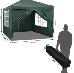 Telte & Lysthuse^Rootz Ultimate Outdoor Gazebo - Event Pavillion - Vejrbestandig baldakin - Robust og rustsikker, UV- og regnbeskyttelse, nem opsætning - 3x3m