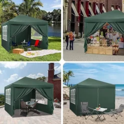 Telte & Lysthuse^Rootz Ultimate Outdoor Gazebo - Event Pavillion - Vejrbestandig baldakin - Robust og rustsikker, UV- og regnbeskyttelse, nem opsætning - 3x3m