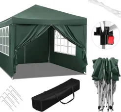 Telte & Lysthuse^Rootz Ultimate Outdoor Gazebo - Event Pavillion - Vejrbestandig baldakin - Robust og rustsikker, UV- og regnbeskyttelse, nem opsætning - 3x3m